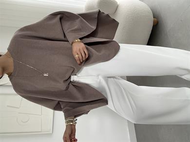 Vizon Asimetrik Uzun Kollu Pelerin