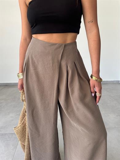 Vizon Beli Lastikli Pareo Pantolon