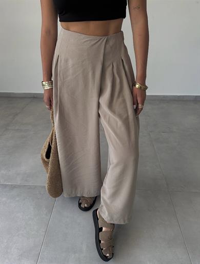Vizon Beli Lastikli Pareo Pantolon