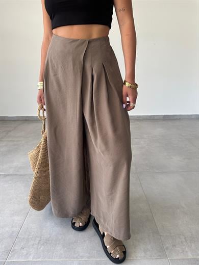 Vizon Beli Lastikli Pareo Pantolon