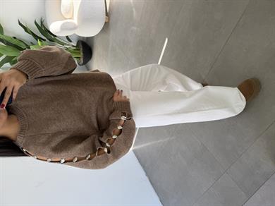 Vizon Bisiklet Yaka Aksesuar Detaylı Tirko Kazak