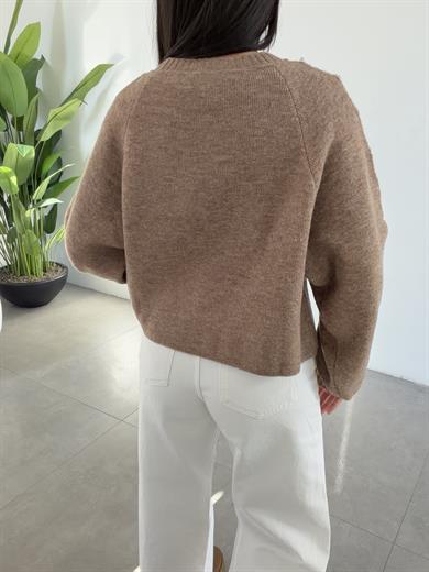 Vizon Bisiklet Yaka Aksesuar Detaylı Tirko Kazak