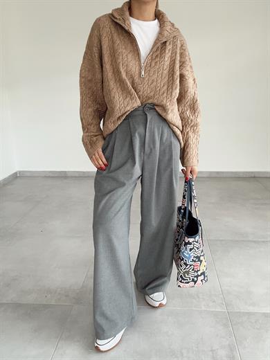 Vizon Fermuarlı Triko Kazak