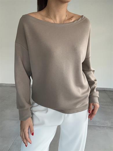 Vizon Kayık Yaka Modal Bluz