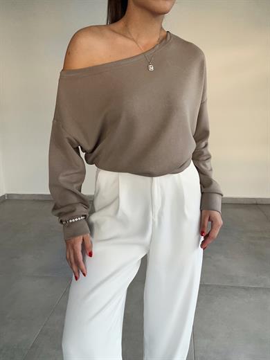 Vizon Kayık Yaka Modal Bluz