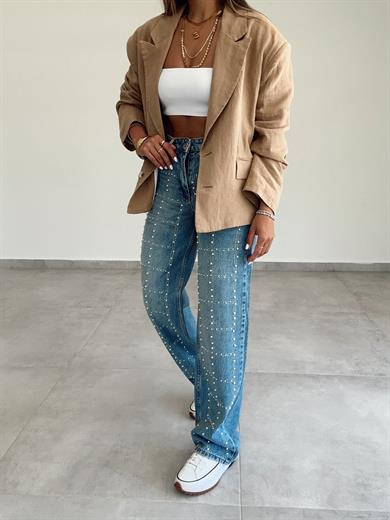 Vizon Keten Blazer Ceket