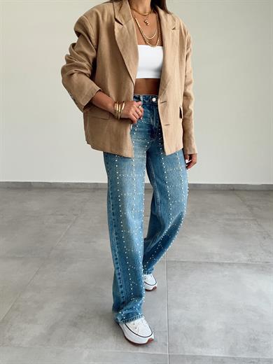 Vizon Keten Blazer Ceket