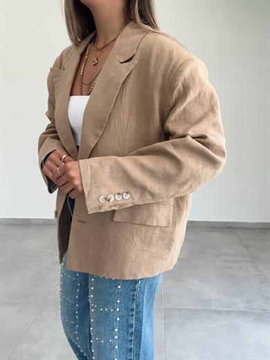 Vizon Keten Blazer Ceket