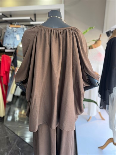 Vizon Keten Bluz Pantolon Takım
