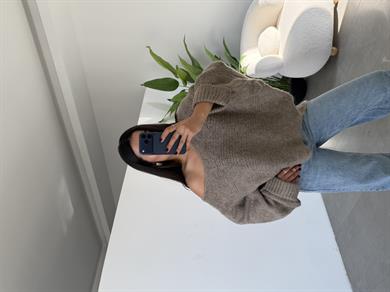 Vizon Kolları Katlamalı Triko Kazak