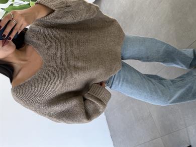 Vizon Kolları Katlamalı Triko Kazak