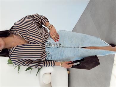 Vizon-Lacivert Çizgili Gömlek