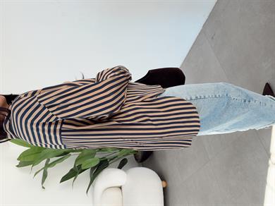 Vizon-Lacivert Çizgili Gömlek