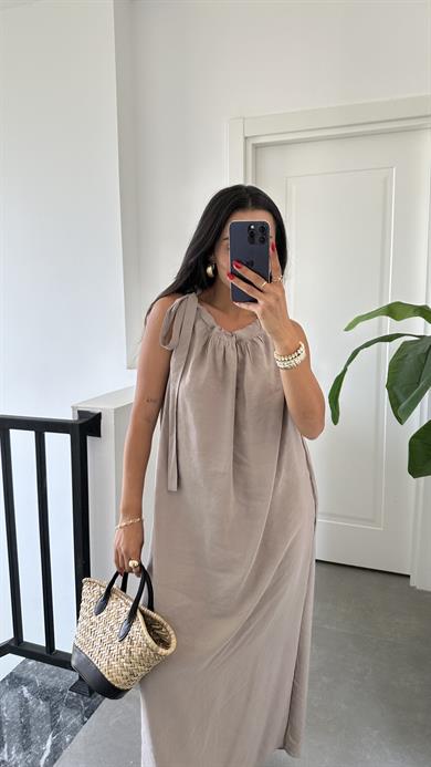 Vizon Omuzdan Bağlamalı Elbise