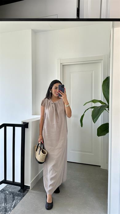 Vizon Omuzdan Bağlamalı Elbise