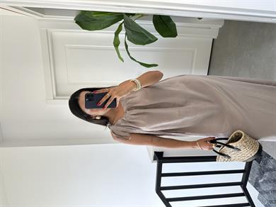 Vizon Omuzdan Bağlamalı Elbise