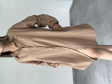 Vizon Pamuk Keten Yakalı Gömlek Elbise