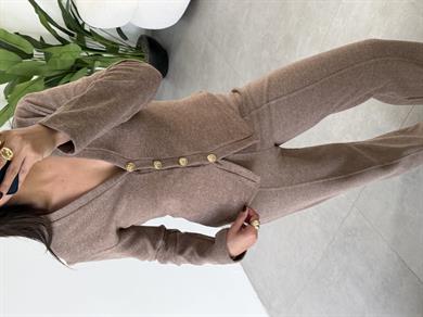 Vizon Selanik Önü Düğmeli Ceket Çimalı Pantolon Takım