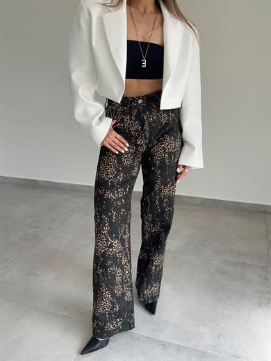 Vizon-Siyah Leopar Palazzo Jean