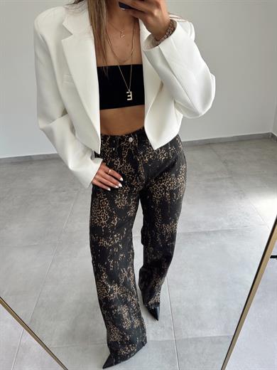 Vizon-Siyah Leopar Palazzo Jean