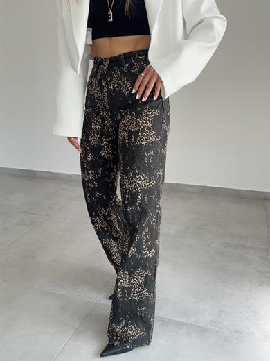 Vizon-Siyah Leopar Palazzo Jean