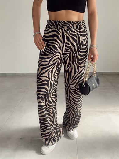 Vizon-Siyah Zebra Desen Pantolon