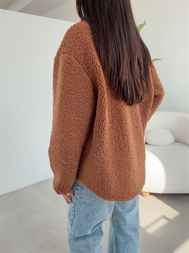 Vizon Teddy Fermuarlı Sweatshirt