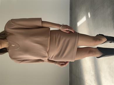 Vizon Vatkalı Kısa Kol Elbise