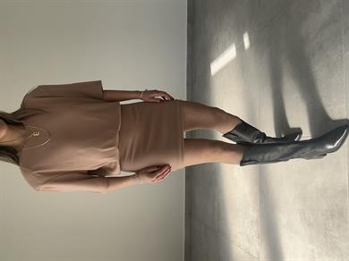 Vizon Vatkalı Kısa Kol Elbise