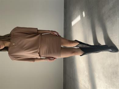 Vizon Vatkalı Kısa Kol Elbise