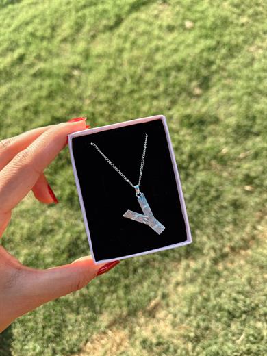 Y Çelik Silver Harf Kolye