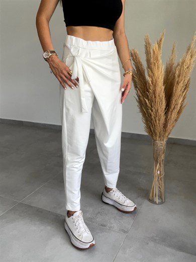 Yandan Bağlamalı Ekru Eşofman