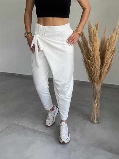 Yandan Bağlamalı Ekru Eşofman