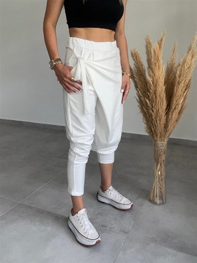 Yandan Bağlamalı Ekru Eşofman