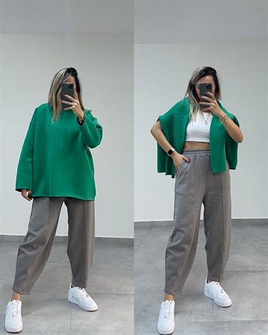 Yeşil İçi Şardonlu Sweatshirt