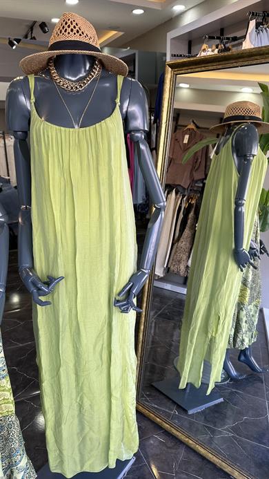 Yeşil İpek Saten İthal Elbise