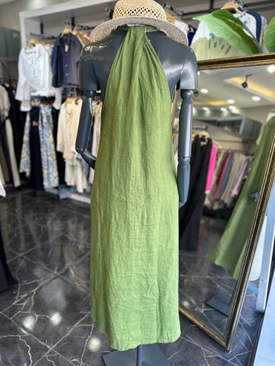 Yeşil Keten Elbise