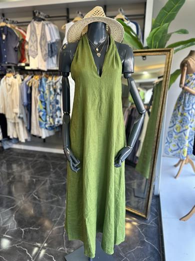 Yeşil Keten Elbise