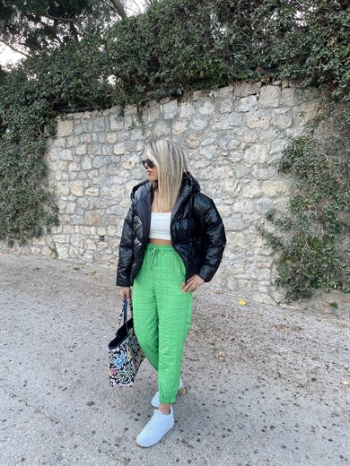 Yeşil Paça Lastilkli Eşofman