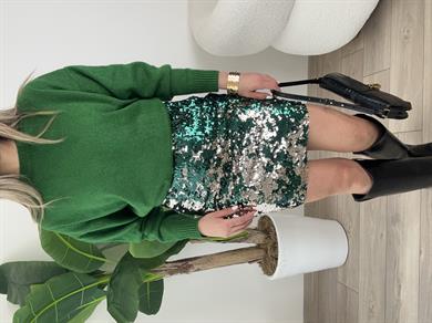 Yeşil Payet Mini Etek