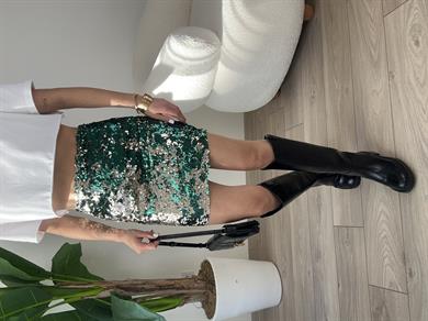 Yeşil Payet Mini Etek