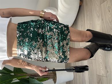 Yeşil Payet Mini Etek