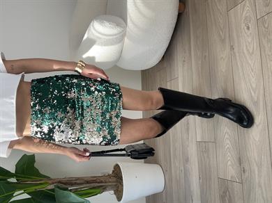 Yeşil Payet Mini Etek