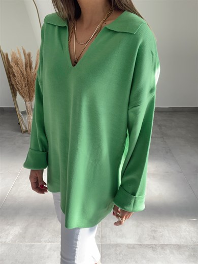 Yeşil Polo Yaka Kazak