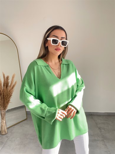 Yeşil Polo Yaka Kazak