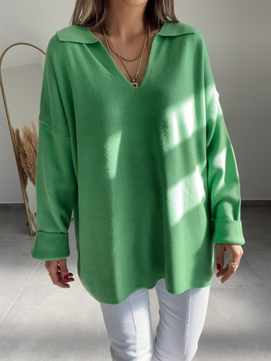 Yeşil Polo Yaka Kazak