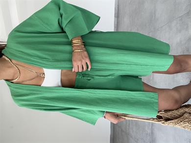 Yeşil Şile Şortlu Kimono Takım
