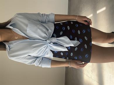 Yırtmaçlı Bebe Mavi Basic Gömlek