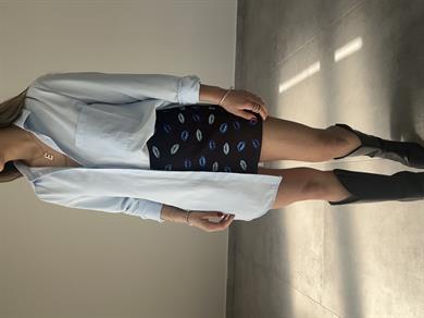 Yırtmaçlı Bebe Mavi Basic Gömlek