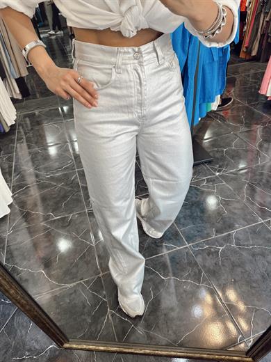 Yüksek Bel Metalik Pantolon